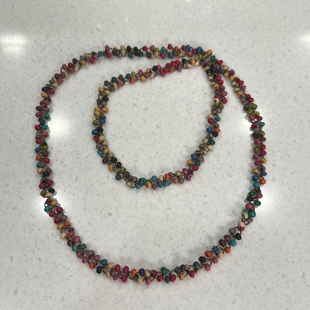 Multicolored Wooden Bead Necklace